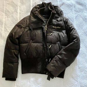 Baby Phat Brown Down Puffer Jacket Rib Knit Jacket